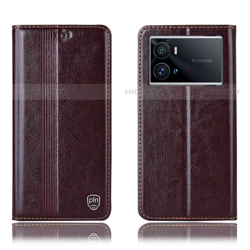 Funda de Cuero Cartera con Soporte Carcasa H05P para Vivo iQOO 9 5G Marron