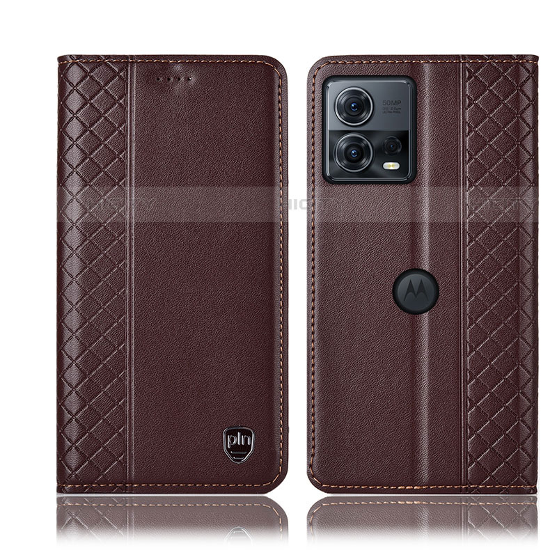 Funda de Cuero Cartera con Soporte Carcasa H06P para Motorola Moto Edge 30 Fusion 5G Marron