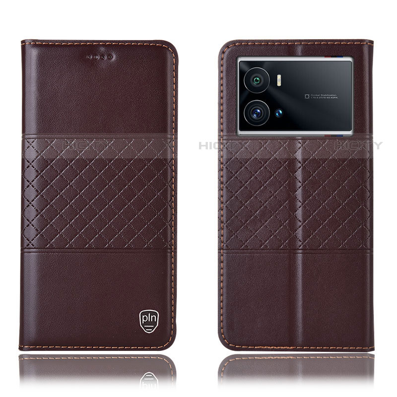 Funda de Cuero Cartera con Soporte Carcasa H06P para Vivo iQOO 9 5G Marron