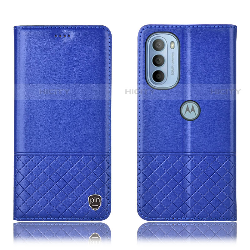 Funda de Cuero Cartera con Soporte Carcasa H07P para Motorola Moto G31 Azul