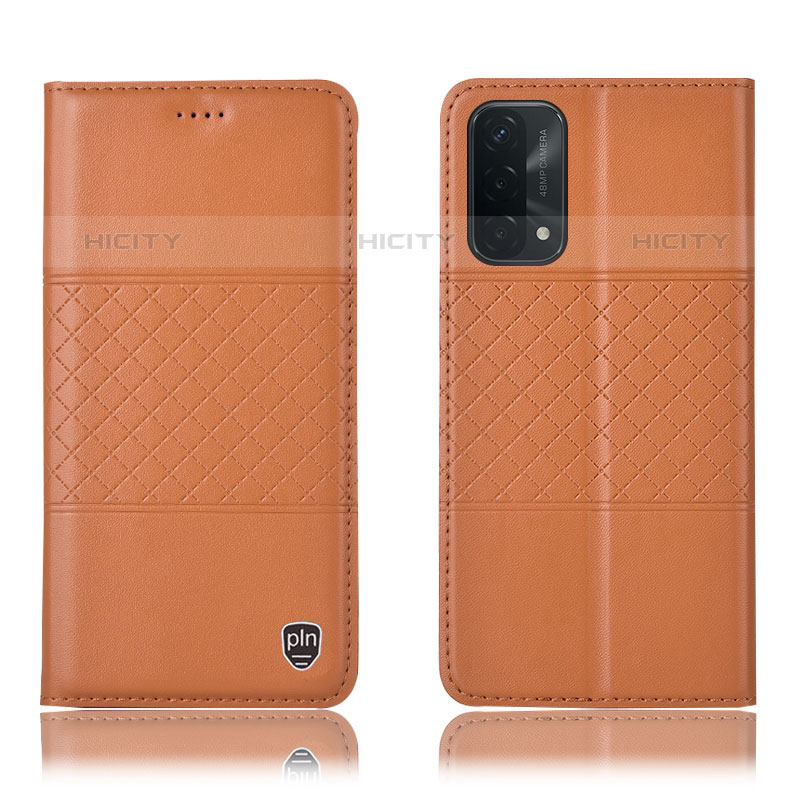 Funda de Cuero Cartera con Soporte Carcasa H07P para OnePlus Nord N200 5G Naranja