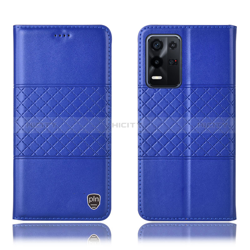 Funda de Cuero Cartera con Soporte Carcasa H07P para Oppo K9X 5G Azul