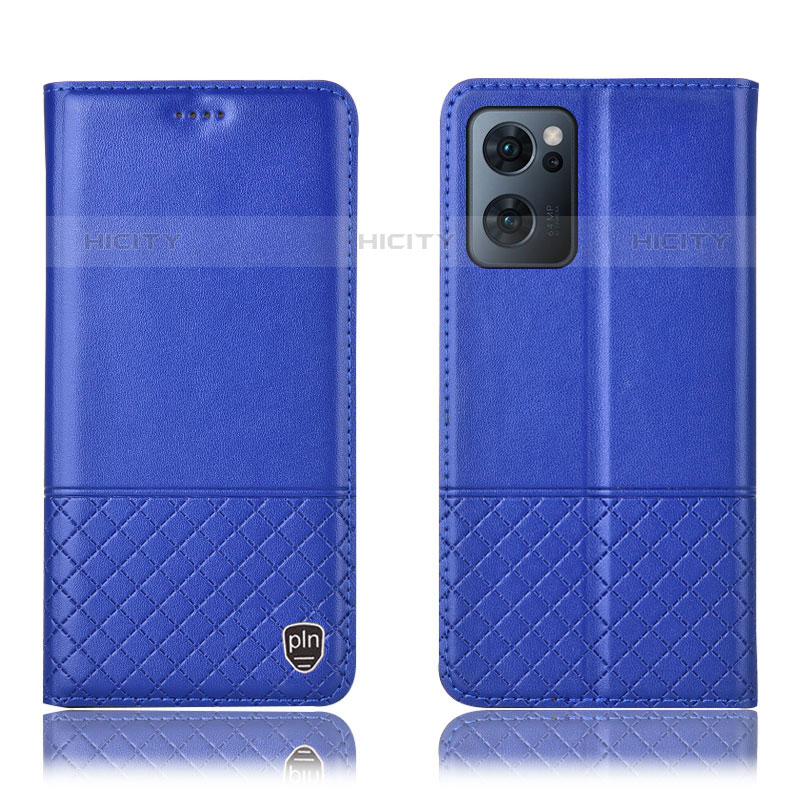 Funda de Cuero Cartera con Soporte Carcasa H07P para Oppo Reno7 5G Azul