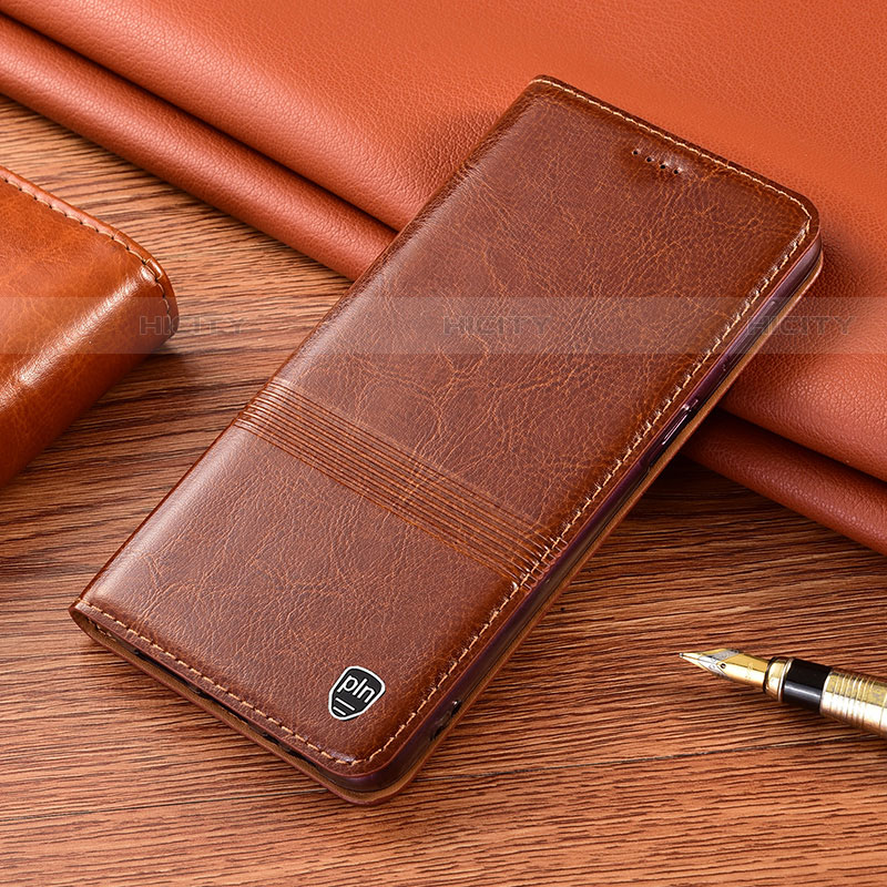 Funda de Cuero Cartera con Soporte Carcasa H07P para Samsung Galaxy S22 Ultra 5G Marron Claro