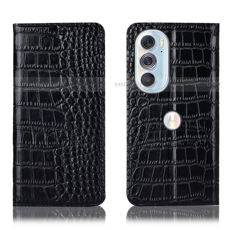 Funda de Cuero Cartera con Soporte Carcasa H08P para Motorola Moto Edge X30 5G Negro