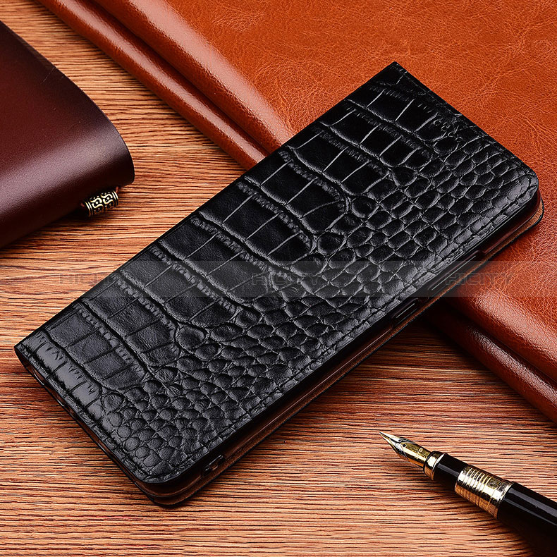 Funda de Cuero Cartera con Soporte Carcasa H08P para Oppo A96 4G Negro