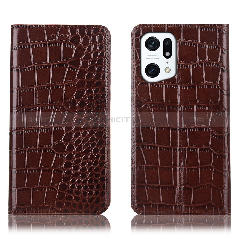 Funda de Cuero Cartera con Soporte Carcasa H08P para Oppo Find X5 5G