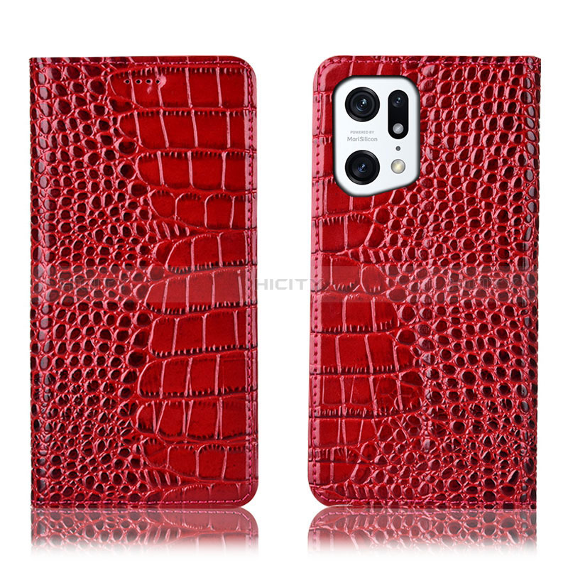 Funda de Cuero Cartera con Soporte Carcasa H08P para Oppo Find X5 5G