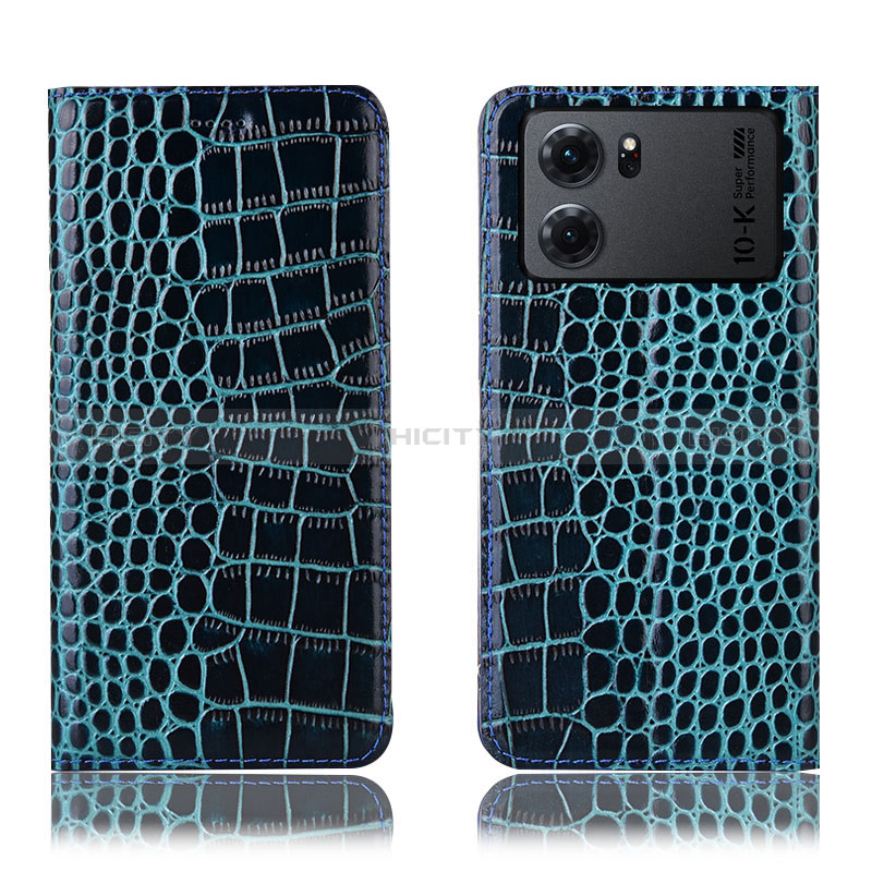 Funda de Cuero Cartera con Soporte Carcasa H08P para Oppo K10 5G Azul