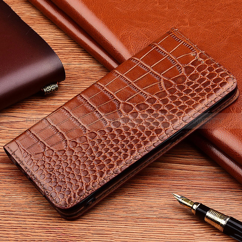 Funda de Cuero Cartera con Soporte Carcasa H08P para Samsung Galaxy Note 20 5G Marron Claro