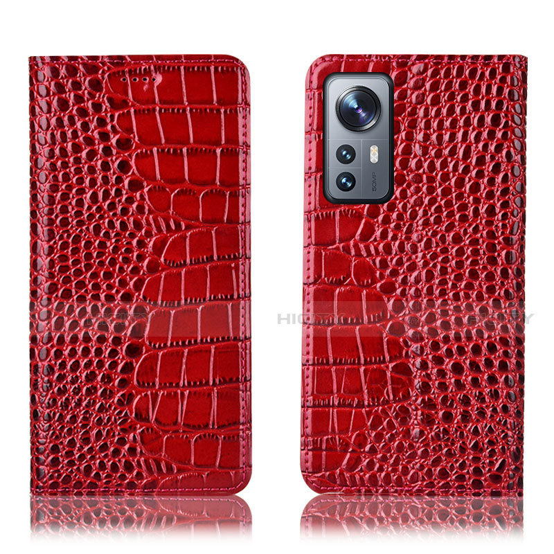 Funda de Cuero Cartera con Soporte Carcasa H08P para Xiaomi Mi 12 5G Rojo