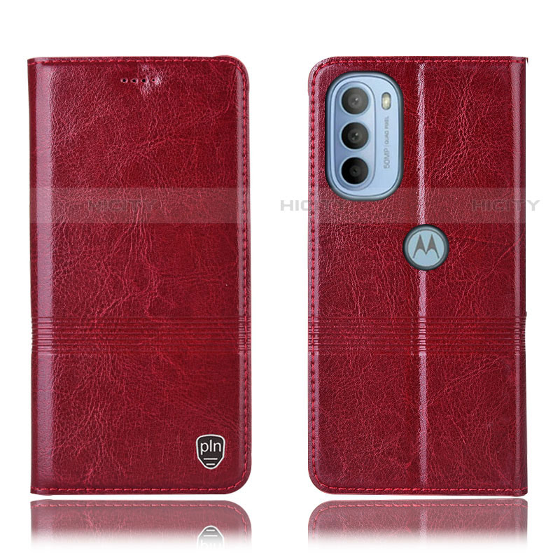 Funda de Cuero Cartera con Soporte Carcasa H09P para Motorola Moto G31 Rojo