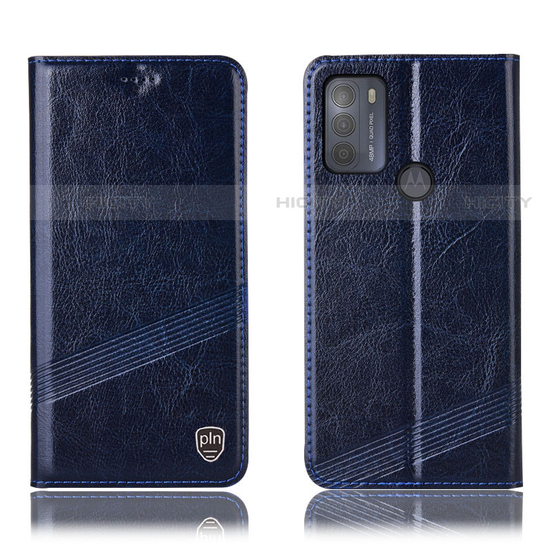 Funda de Cuero Cartera con Soporte Carcasa H09P para Motorola Moto G50 Azul