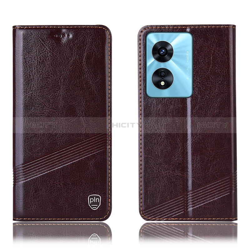 Funda de Cuero Cartera con Soporte Carcasa H09P para Oppo A97 5G Marron