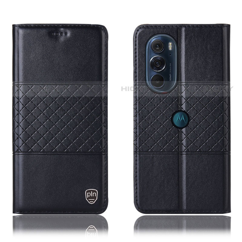 Funda de Cuero Cartera con Soporte Carcasa H10P para Motorola Moto Edge X30 5G Negro