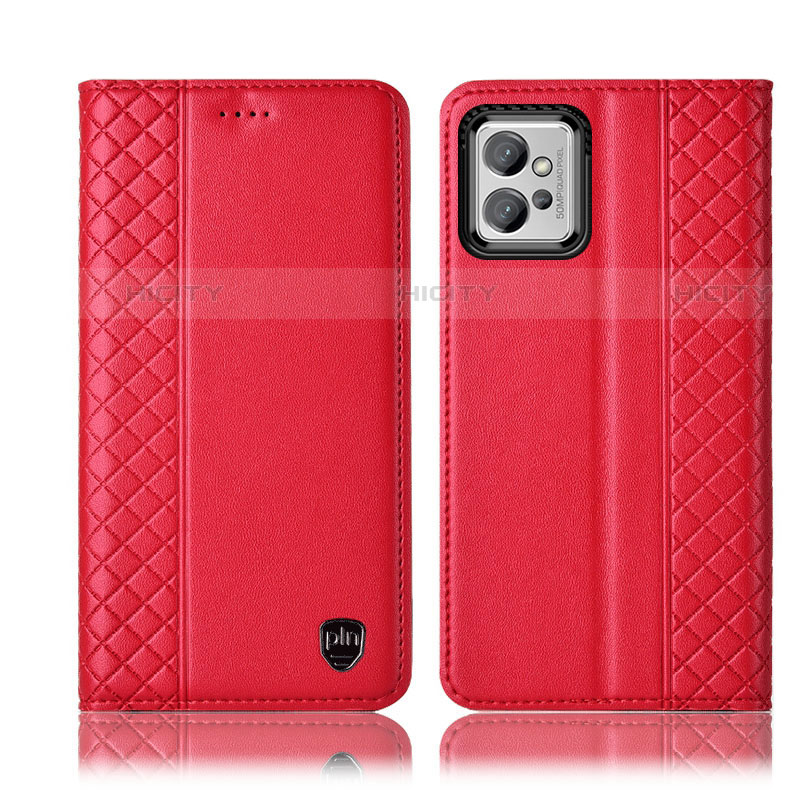 Funda de Cuero Cartera con Soporte Carcasa H10P para Motorola Moto G32 Rojo