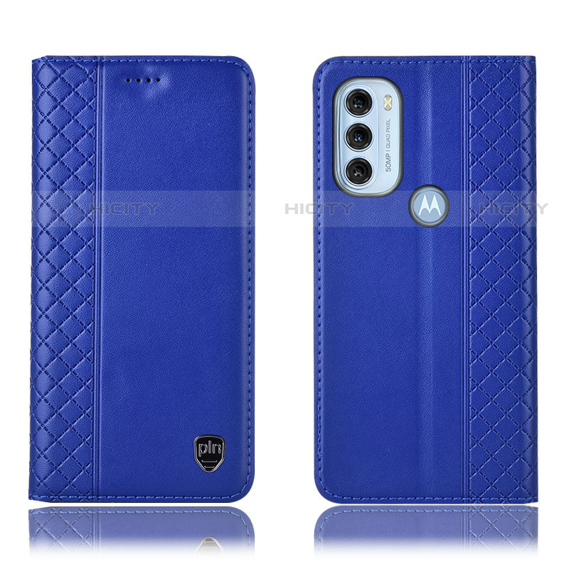 Funda de Cuero Cartera con Soporte Carcasa H10P para Motorola Moto G71 5G Azul