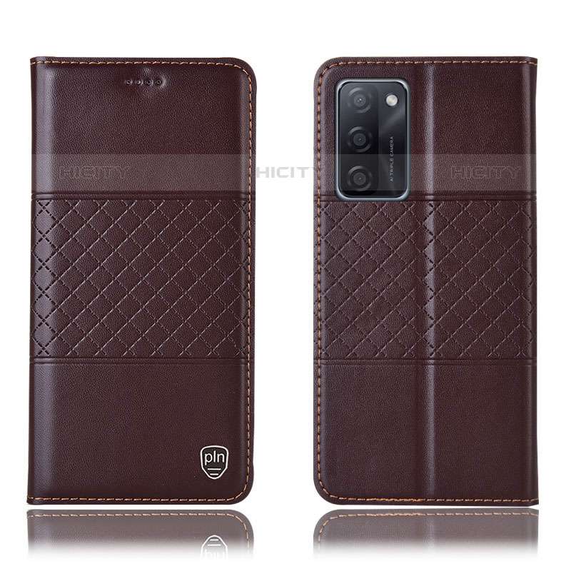 Funda de Cuero Cartera con Soporte Carcasa H10P para Oppo A55S 5G Marron