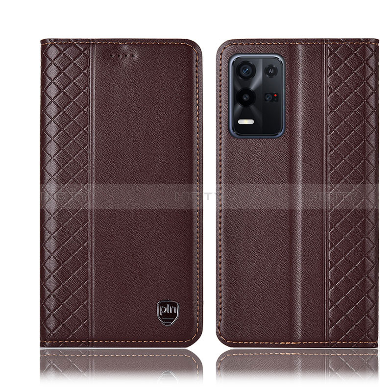 Funda de Cuero Cartera con Soporte Carcasa H10P para Oppo K9X 5G Marron