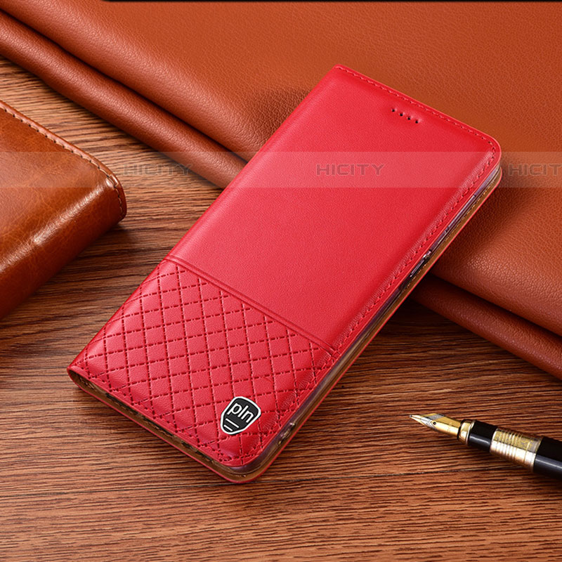 Funda de Cuero Cartera con Soporte Carcasa H10P para Samsung Galaxy A03s Rojo