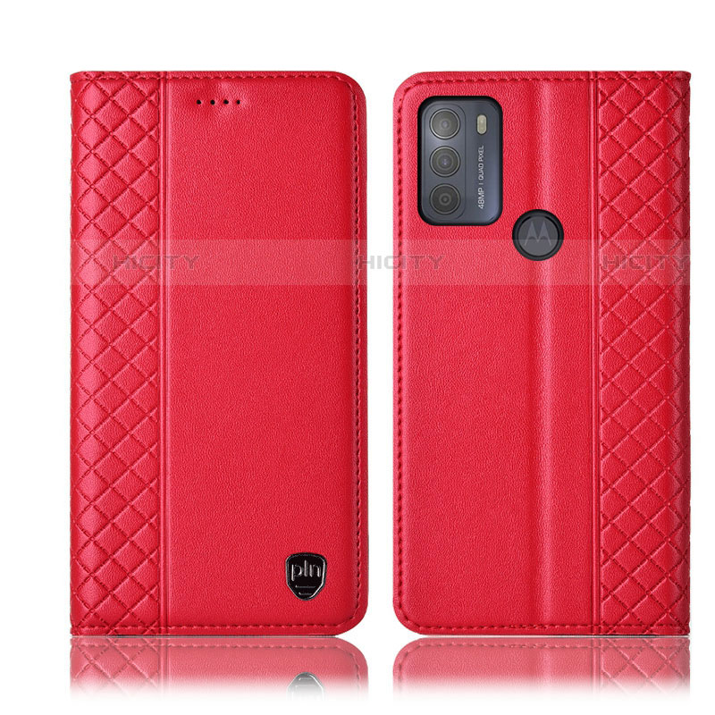 Funda de Cuero Cartera con Soporte Carcasa H11P para Motorola Moto G50 Rojo
