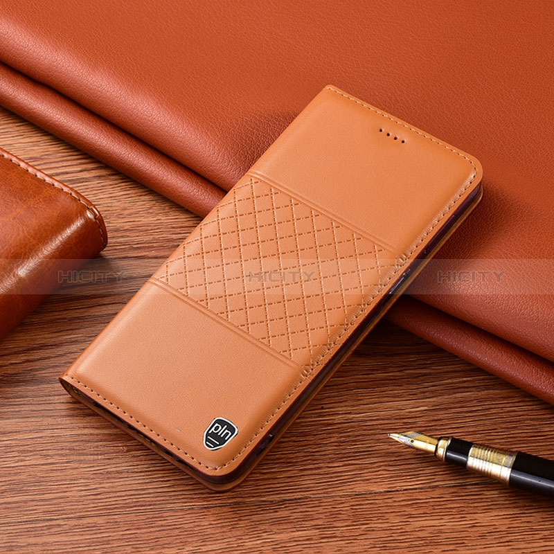Funda de Cuero Cartera con Soporte Carcasa H11P para Xiaomi Redmi Note 9 Naranja