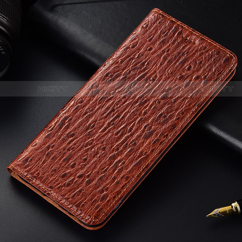 Funda de Cuero Cartera con Soporte Carcasa H15P para Motorola Moto G100 5G Marron