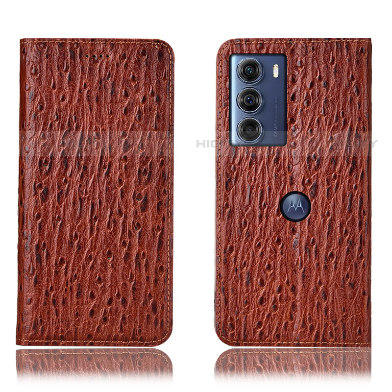 Funda de Cuero Cartera con Soporte Carcasa H15P para Motorola Moto G200 5G Marron