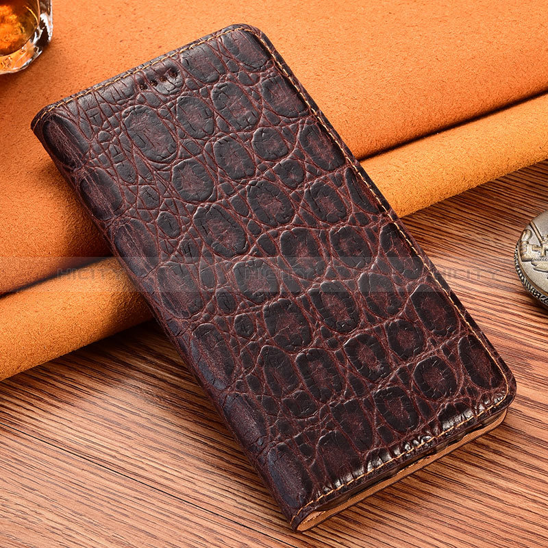 Funda de Cuero Cartera con Soporte Carcasa H16P para Apple iPhone 12 Mini Marron