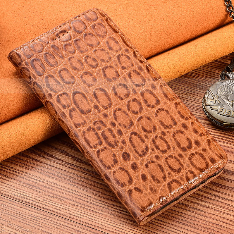 Funda de Cuero Cartera con Soporte Carcasa H16P para Samsung Galaxy S21 5G Marron Claro