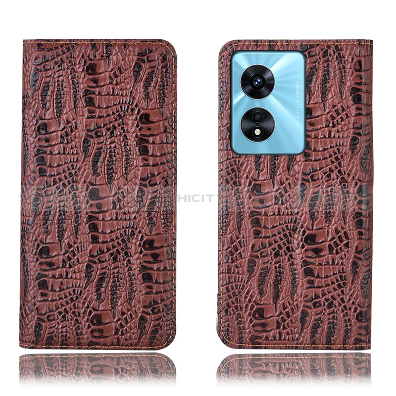 Funda de Cuero Cartera con Soporte Carcasa H17P para Oppo A97 5G Marron