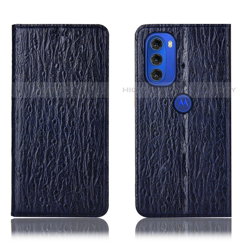 Funda de Cuero Cartera con Soporte Carcasa H18P para Motorola Moto G51 5G Azul