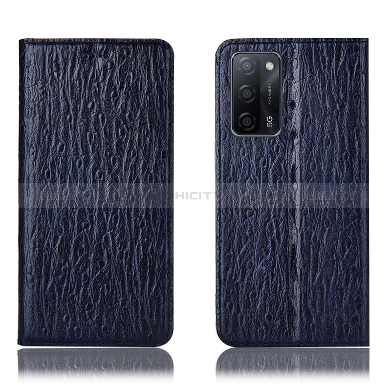 Funda de Cuero Cartera con Soporte Carcasa H18P para Oppo A56 5G Azul