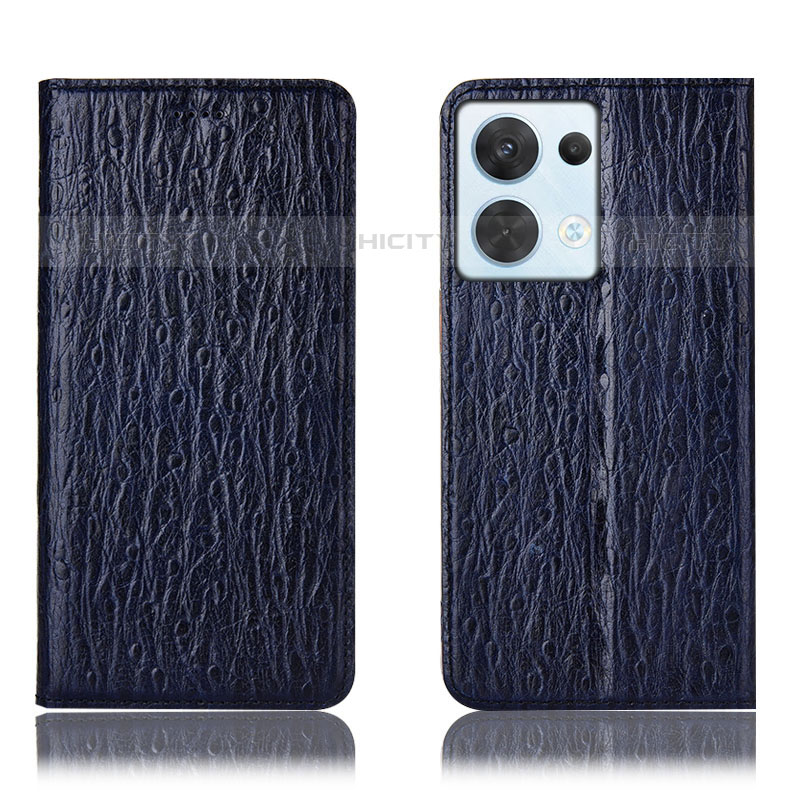 Funda de Cuero Cartera con Soporte Carcasa H18P para Oppo Reno8 5G Azul