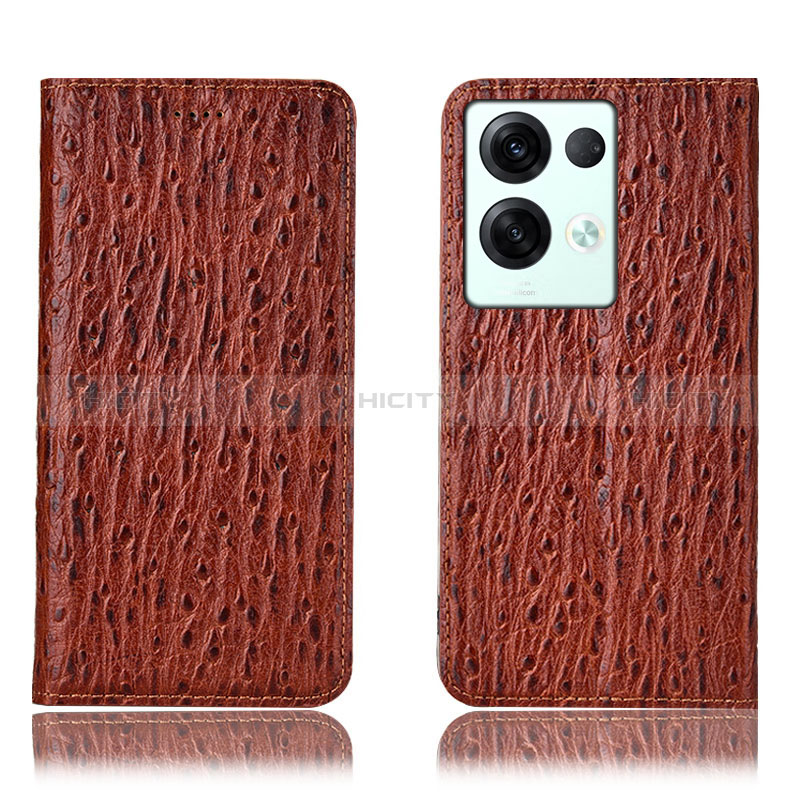 Funda de Cuero Cartera con Soporte Carcasa H18P para Oppo Reno9 Pro+ Plus 5G Marron