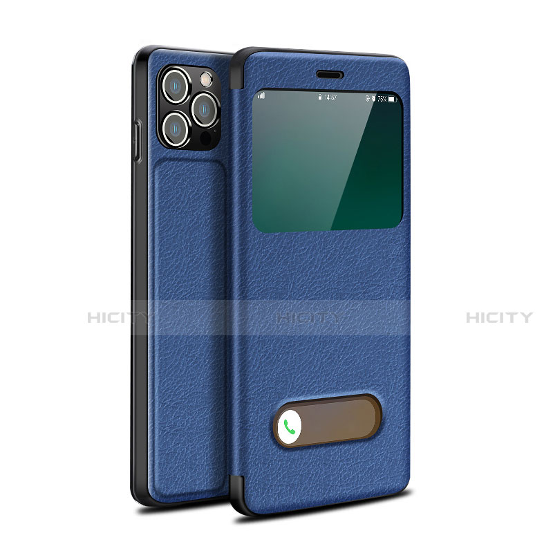 Funda de Cuero Cartera con Soporte Carcasa H19 para Apple iPhone 13 Pro Azul