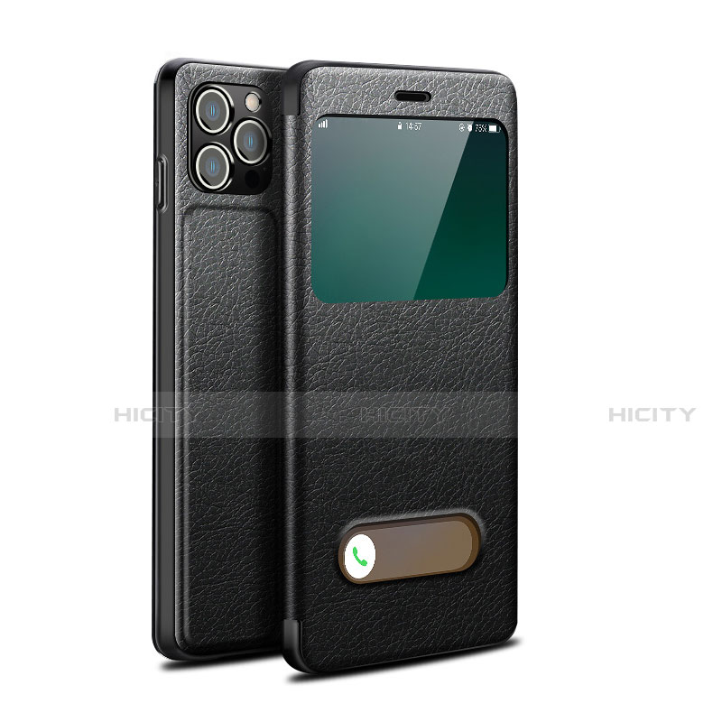 Funda de Cuero Cartera con Soporte Carcasa H19 para Apple iPhone 13 Pro Negro