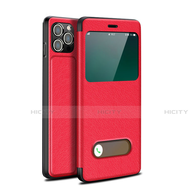 Funda de Cuero Cartera con Soporte Carcasa H19 para Apple iPhone 14 Pro Rojo