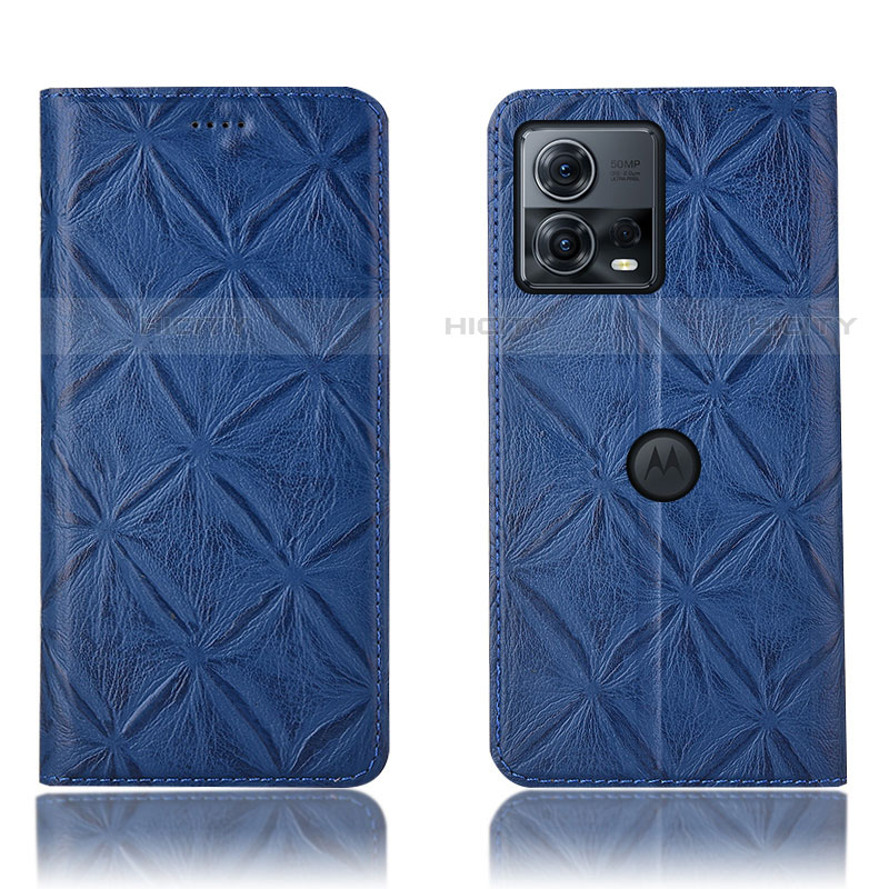 Funda de Cuero Cartera con Soporte Carcasa H19P para Motorola Moto Edge 30 Fusion 5G Azul