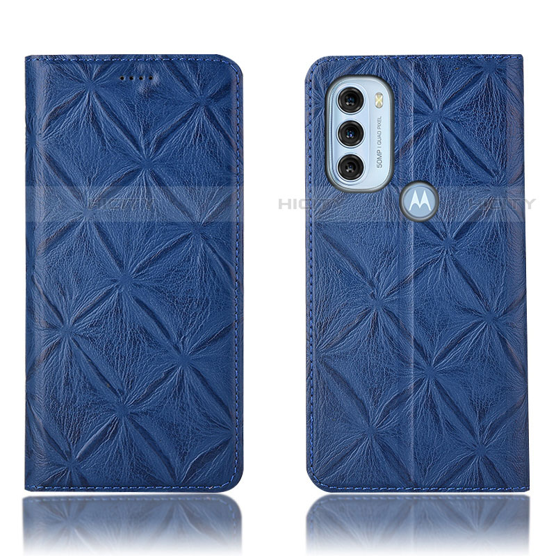 Funda de Cuero Cartera con Soporte Carcasa H19P para Motorola Moto G71 5G Azul