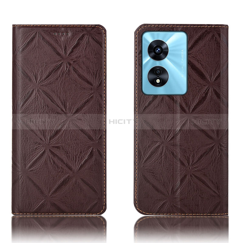 Funda de Cuero Cartera con Soporte Carcasa H19P para Oppo A58x 5G Marron