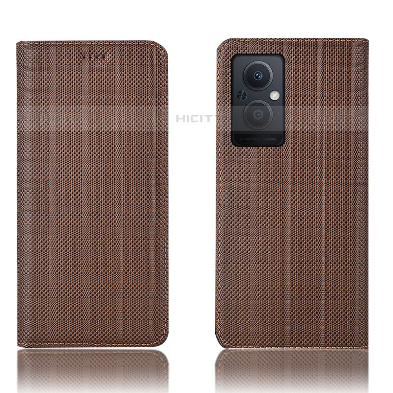 Funda de Cuero Cartera con Soporte Carcasa H20P para Oppo Reno7 Lite 5G Marron