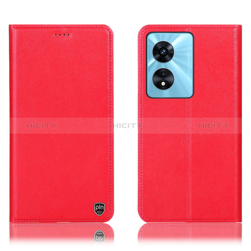 Funda de Cuero Cartera con Soporte Carcasa H21P para Oppo A78 5G Rojo