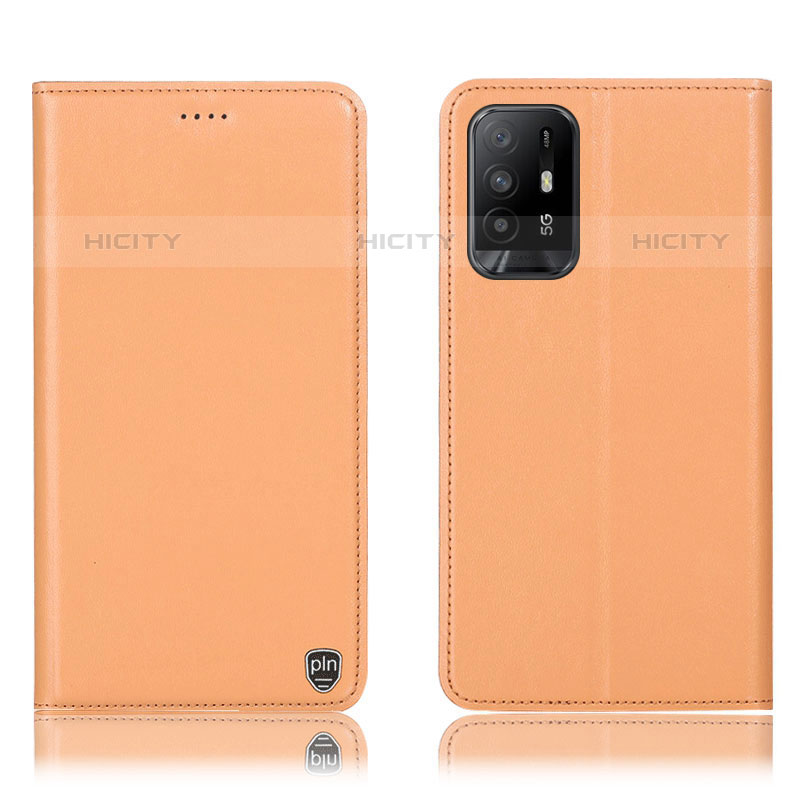 Funda de Cuero Cartera con Soporte Carcasa H21P para Oppo A94 5G Naranja