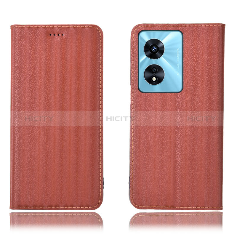 Funda de Cuero Cartera con Soporte Carcasa H23P para Oppo A58 5G Marron