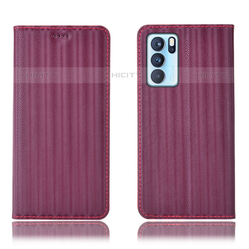 Funda de Cuero Cartera con Soporte Carcasa H23P para Oppo Reno6 Pro 5G India