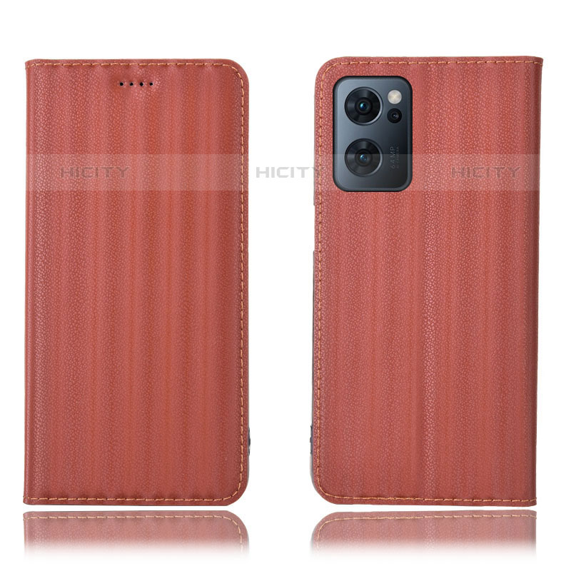 Funda de Cuero Cartera con Soporte Carcasa H23P para Oppo Reno7 5G Marron