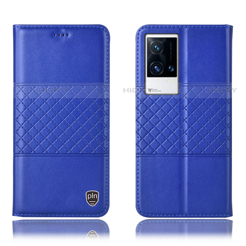 Funda de Cuero Cartera con Soporte Carcasa H27P para Vivo iQOO 8 5G Azul