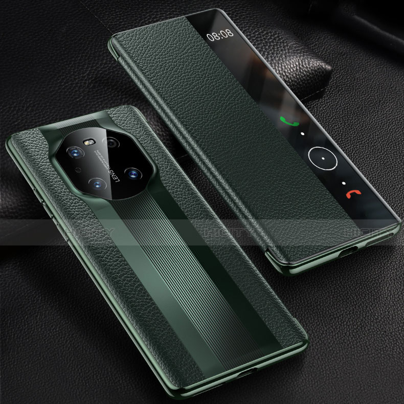 Funda de Cuero Cartera con Soporte Carcasa K01 para Huawei Mate 40E Pro 4G Verde Noche