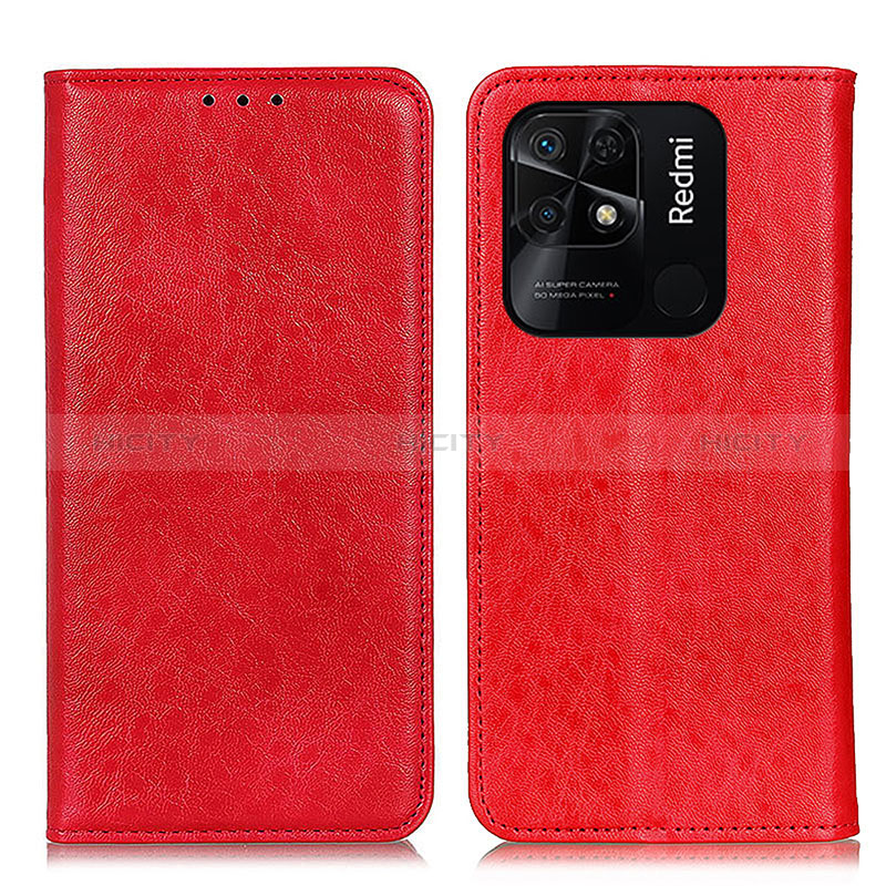 Funda de Cuero Cartera con Soporte Carcasa K01Z para Xiaomi Redmi 10 India Rojo